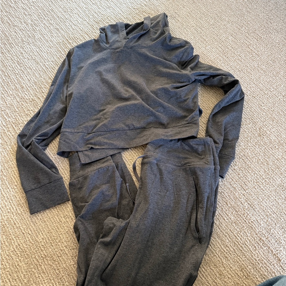 BYLT Essential Cropped Hoodie and Jogger Set - Grey